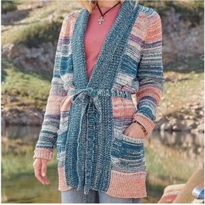 Sundance Hayden Striped Long Knit Duster Cardigan